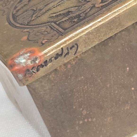 Antique Art Nouveau Brass Trinket or Jewelry Box Estate Find - Picture 8 of 12